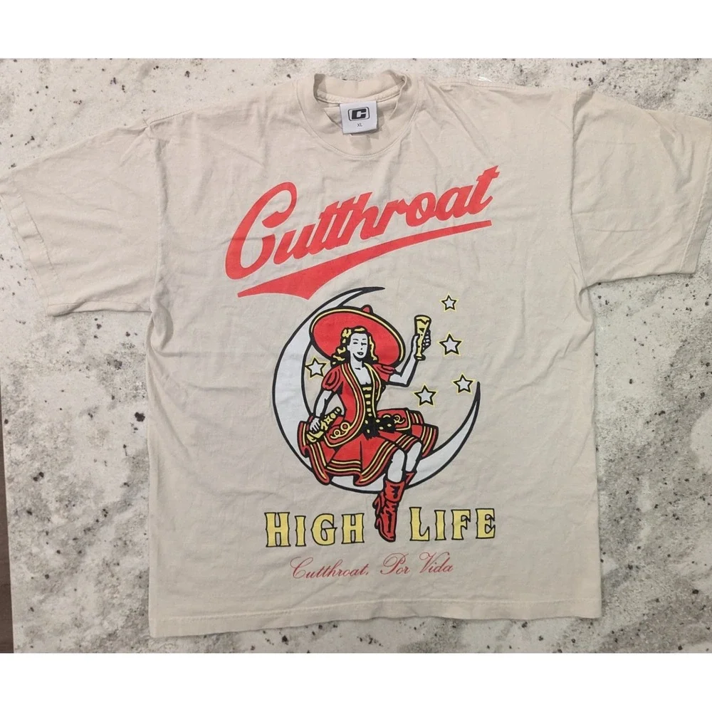 Cutthroat High Life Sexy Pirate Girl Shirt Mens XL Rare Moon‎ Stars Streetwear
